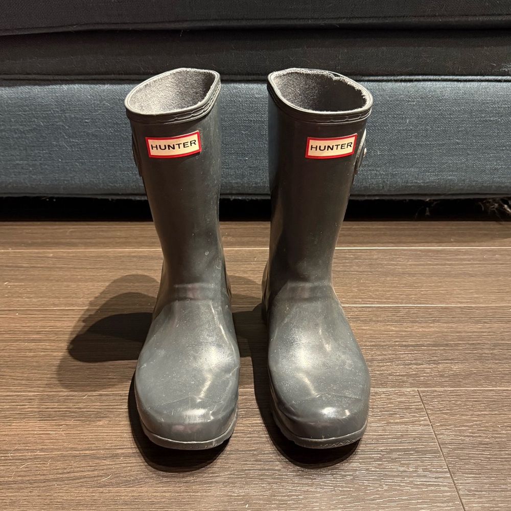 Hunter women's  grey/blue Rain Boots